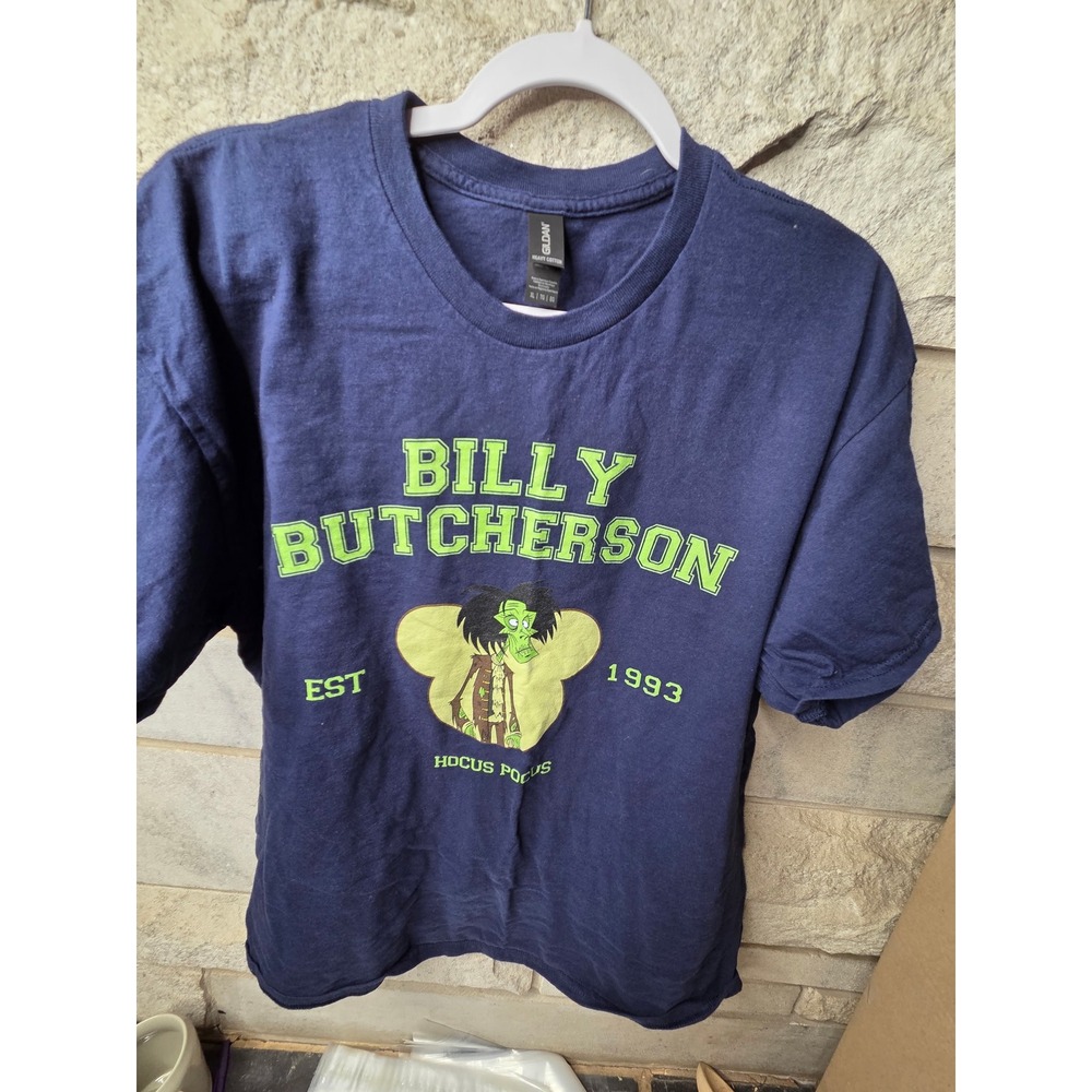 Gildan Billy Butcherson Hocus Pocus Navy Blue Graphic T-Shirt XL Mens Halloween
